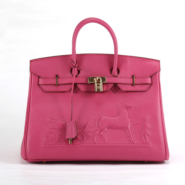 High Quality Fake Hermes Birkin 35CM with Embossed logo Handbag Peachblow 6089 - Click Image to Close